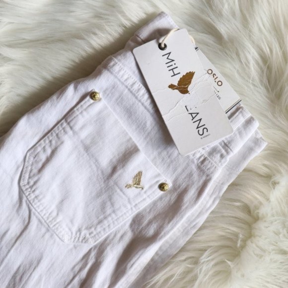 NEW Anthropologie M.i.H White Oslo Mid Rise Slim Fit Boho Denim Jeans Size 25 - Picture 3 of 6